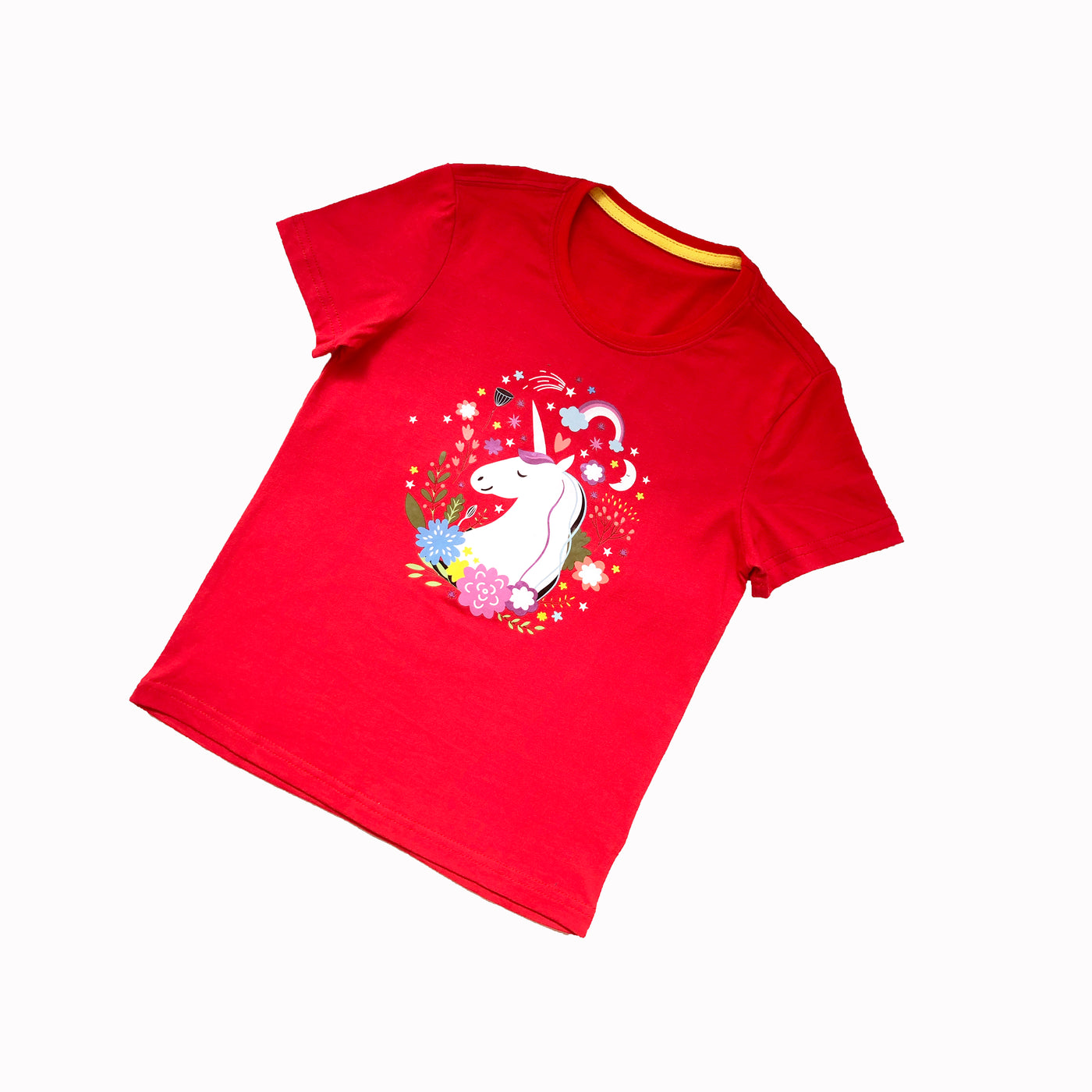 Kids Red T-shirt w Unicorn - Little Kooma