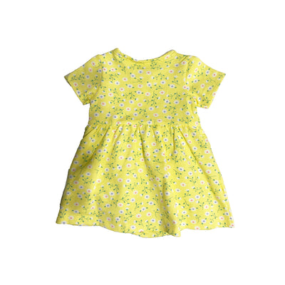 Baby Girl Yellow w Little Flowers Bodysuit Dress n Grey Cardigan 2pc Set - 0622 - Little Kooma