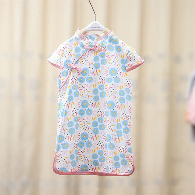 Baby Kids Girls Pink w Strawberries n Flowers Cheongsam Dress Racial Harmony Day CNY Chinese New Year Outfit - Little Kooma