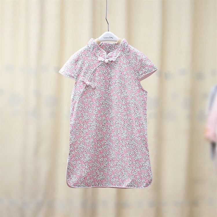 Baby Kids Girls Pink w Strawberries n Flowers Cheongsam Dress Racial Harmony Day CNY Chinese New Year Outfit - Little Kooma