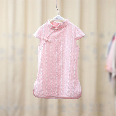 Baby Kids Girls Pink w White Flowers Cheongsam Dress Racial Harmony Day CNY Chinese New Year Outfit - Little Kooma