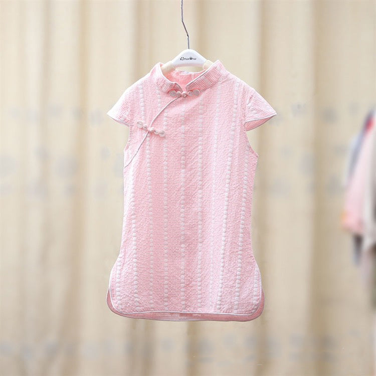 Baby Kids Girls Pink w Strawberries n Flowers Cheongsam Dress Racial Harmony Day CNY Chinese New Year Outfit - Little Kooma