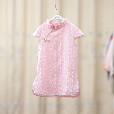 Baby Kids Girls Pink w Strawberries n Flowers Cheongsam Dress Racial Harmony Day CNY Chinese New Year Outfit - Little Kooma