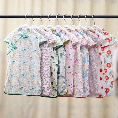 Baby Kids Girls Pink w Strawberries n Flowers Cheongsam Dress Racial Harmony Day CNY Chinese New Year Outfit - Little Kooma