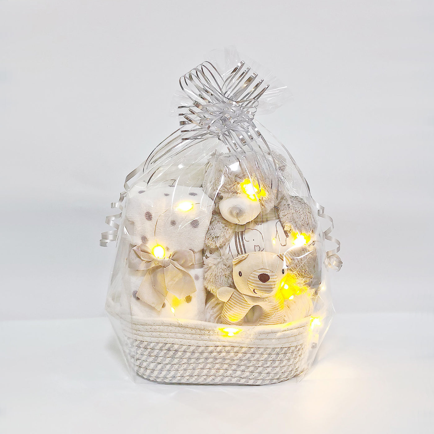 New Born Baby Boy LED Light Diaper Layette Toy Receiving Blanket Pillow Romper Bear Elephant Gift Hamper - Little Kooma