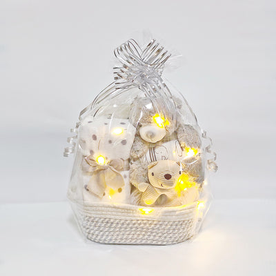 New Born Baby Boy LED Light Diaper Layette Toy Receiving Blanket Pillow Romper Bear Elephant Gift Hamper - Little Kooma