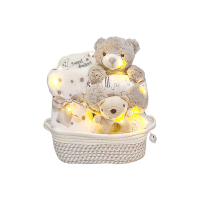 New Born Baby Boy LED Light Diaper Layette Toy Receiving Blanket Pillow Romper Bear Elephant Gift Hamper - Little Kooma