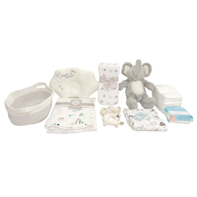 New Born Baby Boy LED Light Diaper Layette Toy Receiving Blanket Pillow Romper Bear Elephant Gift Hamper - Little Kooma