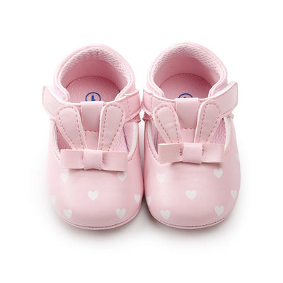 Baby Girl Anti-slip PU Leather Bunny Shoes Magic Tape - 0912 - Little Kooma