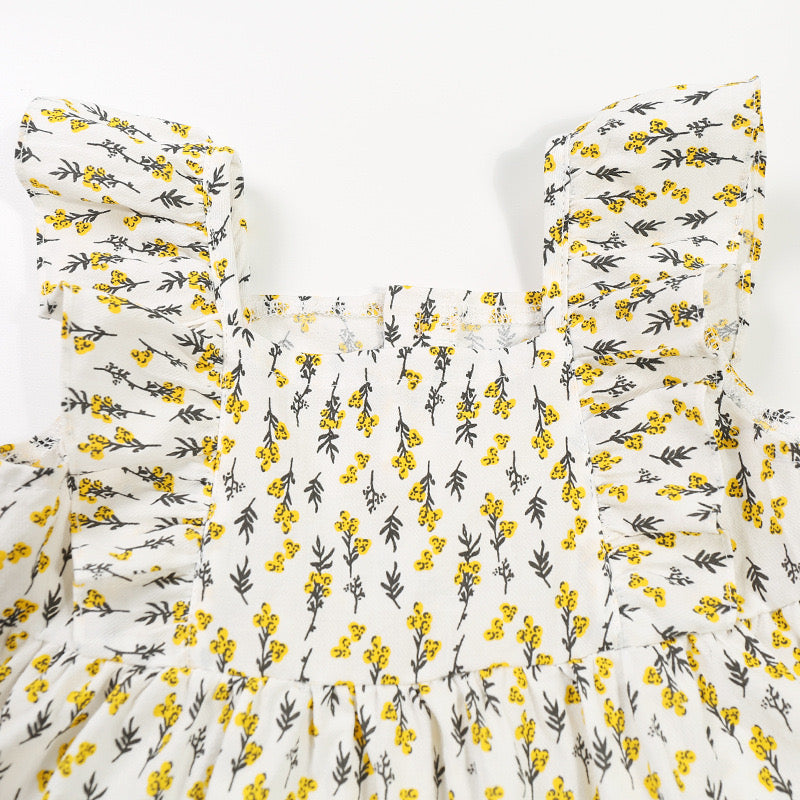 Baby Girl Ruffled Sleeves Floral Dress - 0902 - Little Kooma
