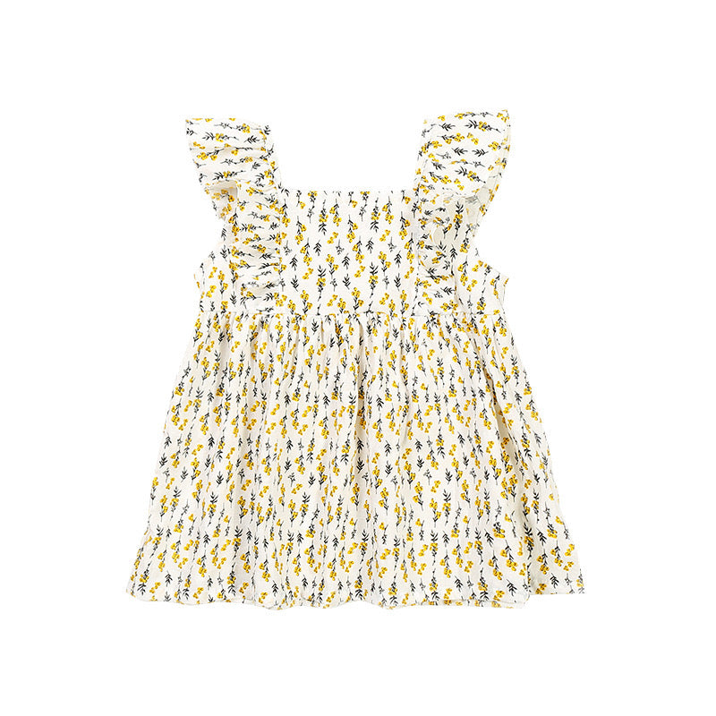 Baby Girl Ruffled Sleeves Floral Dress - 0902 - Little Kooma