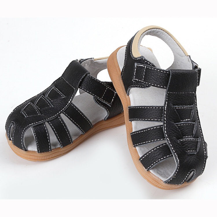 Boy’s Leather Sandals Shoes Magic Tape - SQ1112 - Little Kooma