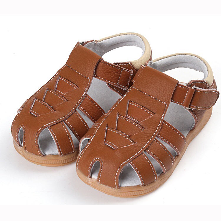 Boy’s Leather Sandals Shoes Magic Tape - SQ1112 - Little Kooma