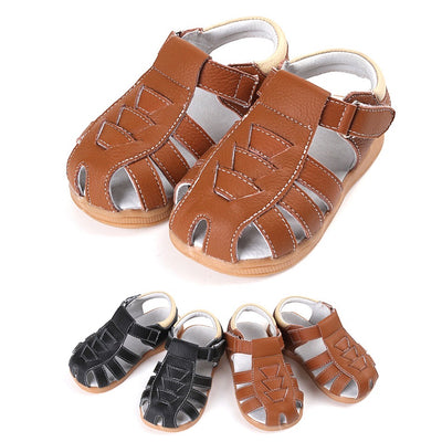 Boy’s Leather Sandals Shoes Magic Tape - SQ1112 - Little Kooma