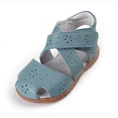 Girl’s Leather Sandals Cross Shoes  - SQ1117 - Little Kooma