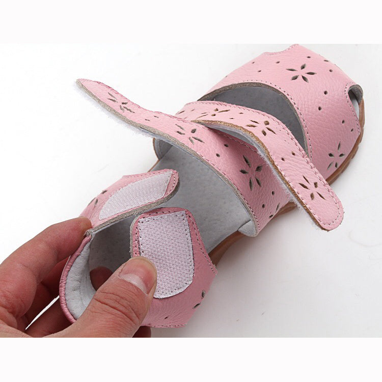 Girl’s Leather Sandals Cross Shoes  - SQ1117 - Little Kooma