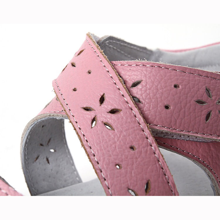 Girl’s Leather Sandals Cross Shoes  - SQ1117 - Little Kooma