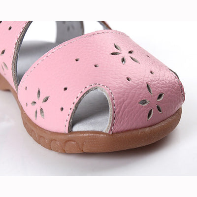 Girl’s Leather Sandals Cross Shoes  - SQ1117 - Little Kooma