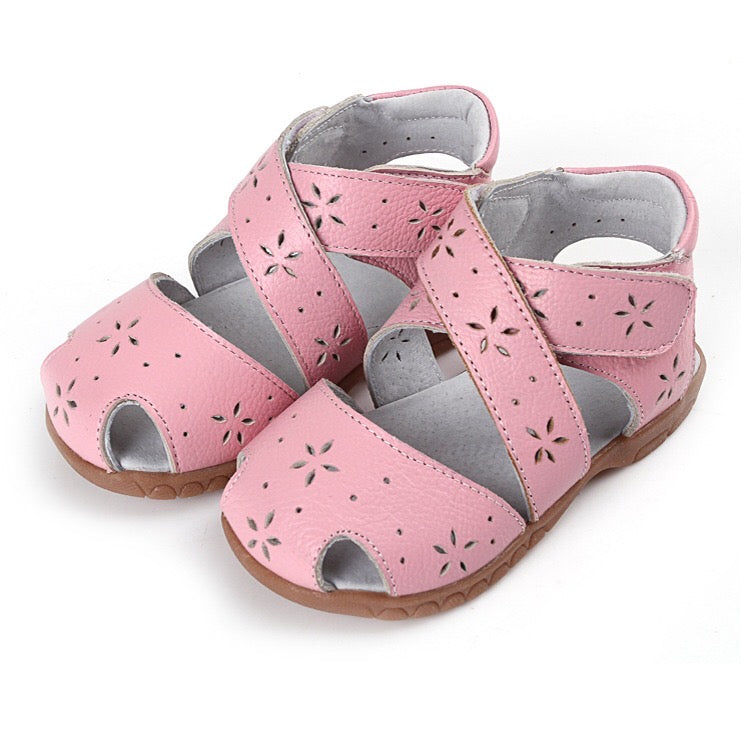 Girl’s Leather Sandals Cross Shoes  - SQ1117 - Little Kooma