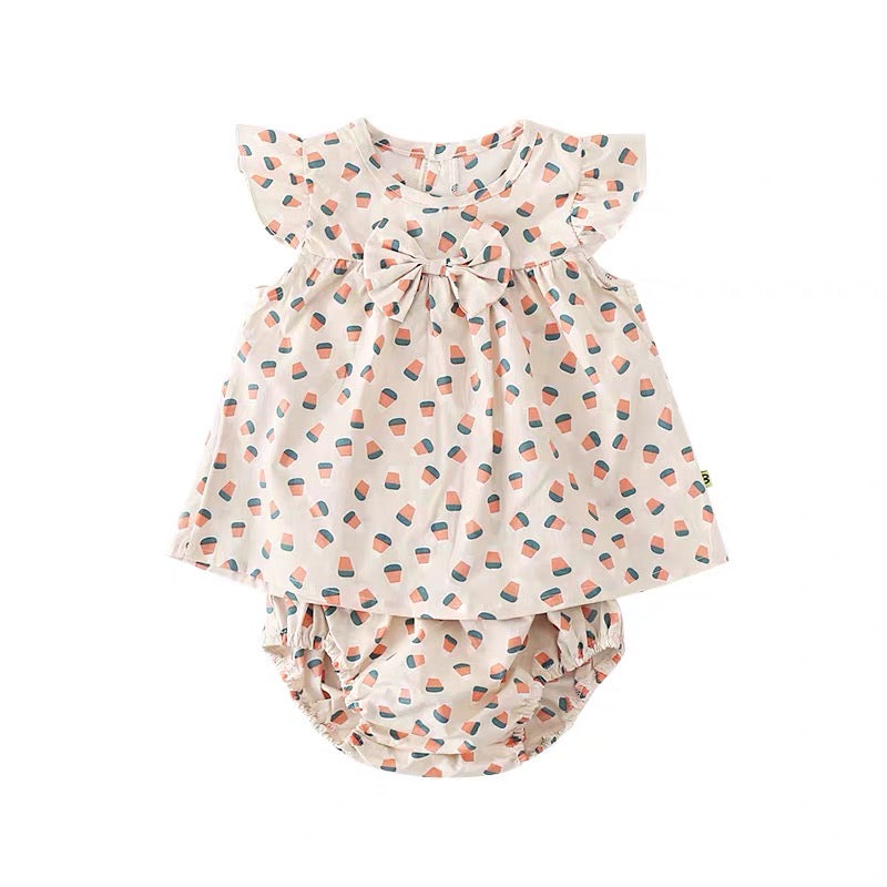 Baby Girl Ruffled Top w Bowtie n Knickers Set - 1006 - Little Kooma