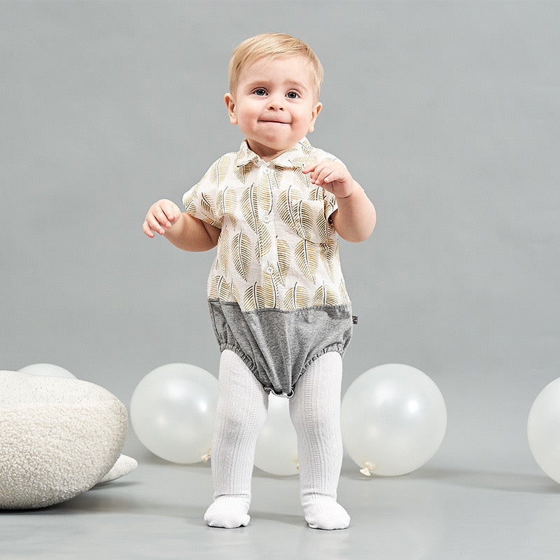 Baby Splicing Bodysuit w Leaves - 1006 - Little Kooma