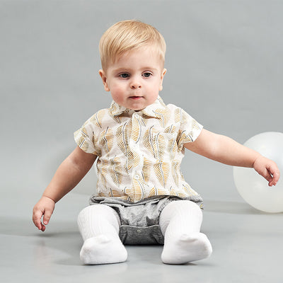 Baby Splicing Bodysuit w Leaves - 1006 - Little Kooma