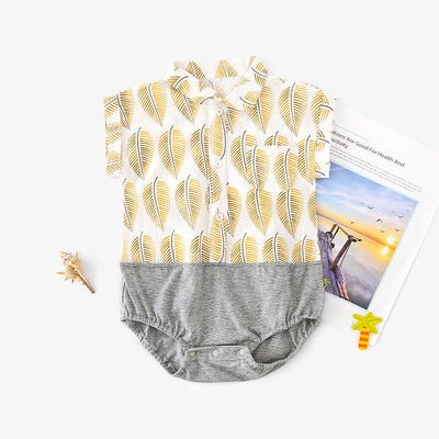 Baby Splicing Bodysuit w Leaves - 1006 - Little Kooma