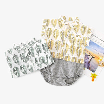 Baby Splicing Bodysuit w Leaves - 1006 - Little Kooma