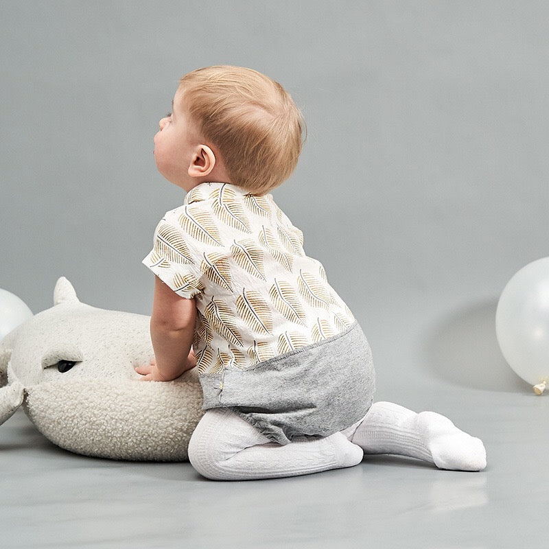 Baby Splicing Bodysuit w Leaves - 1006 - Little Kooma