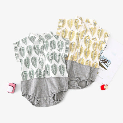 Baby Splicing Bodysuit w Leaves - 1006 - Little Kooma