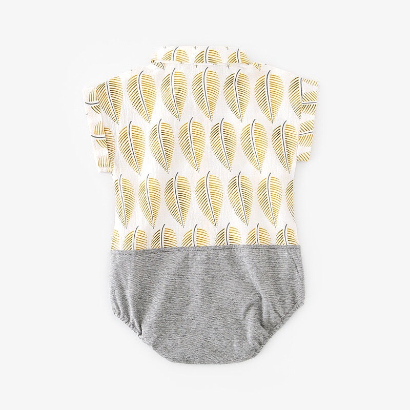 Baby Splicing Bodysuit w Leaves - 1006 - Little Kooma