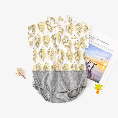 Baby Splicing Bodysuit w Leaves - 1006 - Little Kooma