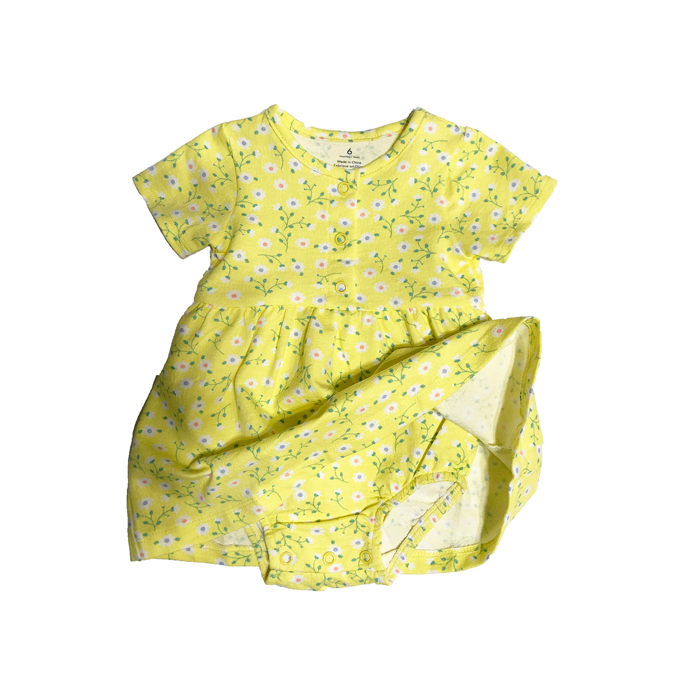 Baby Girl Yellow w Little Flowers Bodysuit Dress n Grey Cardigan 2pc Set - 0622 - Little Kooma