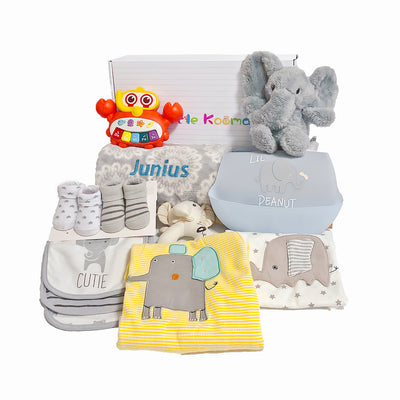 New Born Baby Boy Personalised Little Kooma Brand Gift Box 12 Pcs Elephant Set 2022 - Little Kooma