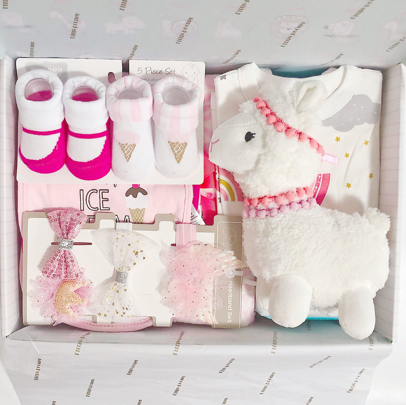 New Born Baby Girl Little Kooma Brand Gift Box 15 Pcs Llama Set 2022 - Little Kooma