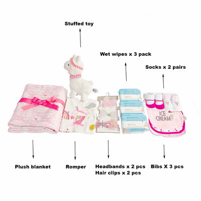 New Born Baby Girl Little Kooma Brand Gift Box 15 Pcs Llama Set 2022 - Little Kooma