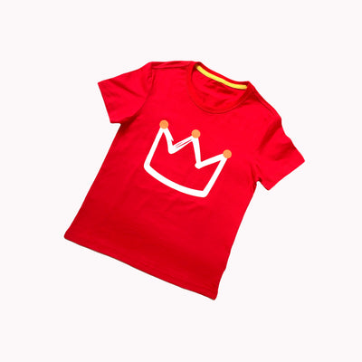 Kids Red T-shirt w Crown - Little Kooma