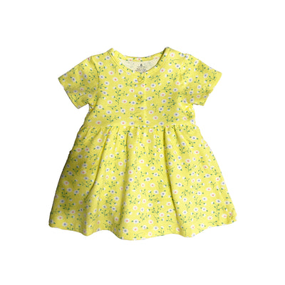 Baby Girl Yellow w Little Flowers Bodysuit Dress n Grey Cardigan 2pc Set - 0622 - Little Kooma