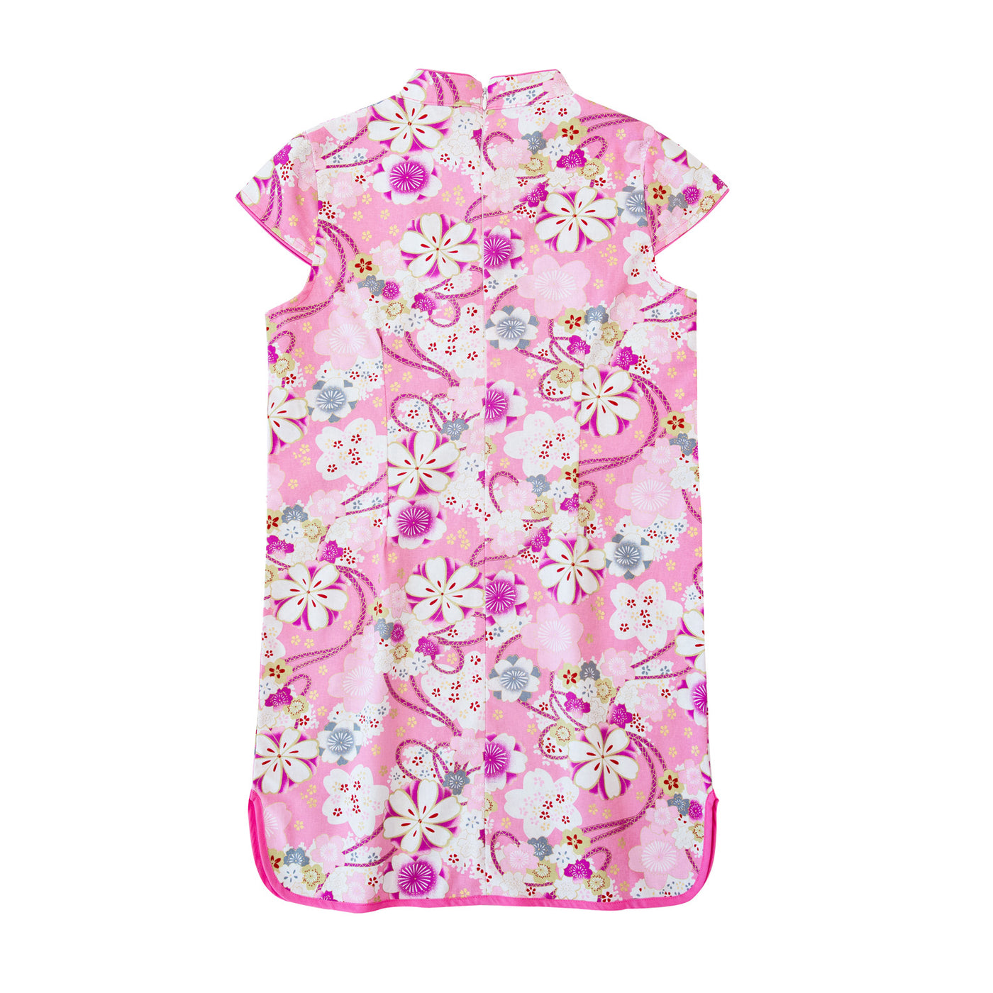 Baby Kids Girl Pink Purple Cheongsam Dress w White Flowers - Little Kooma