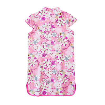 Baby Kids Girl Pink Purple Cheongsam Dress w White Flowers - Little Kooma