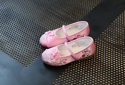 CNY Kids Girl Anti-slip Textile Flats Embroidered Flowers 033 - Little Kooma