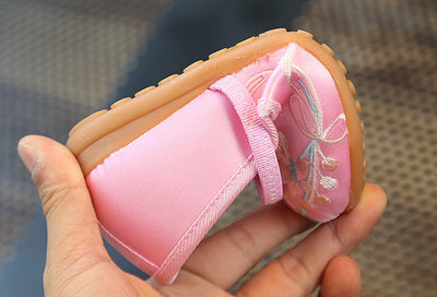 CNY Kids Girl Anti-slip Textile Flats Embroidered Flowers 033 - Little Kooma