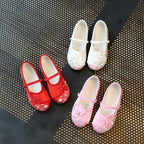 CNY Kids Girl Anti-slip Textile Flats Embroidered Flowers 033 - Little Kooma