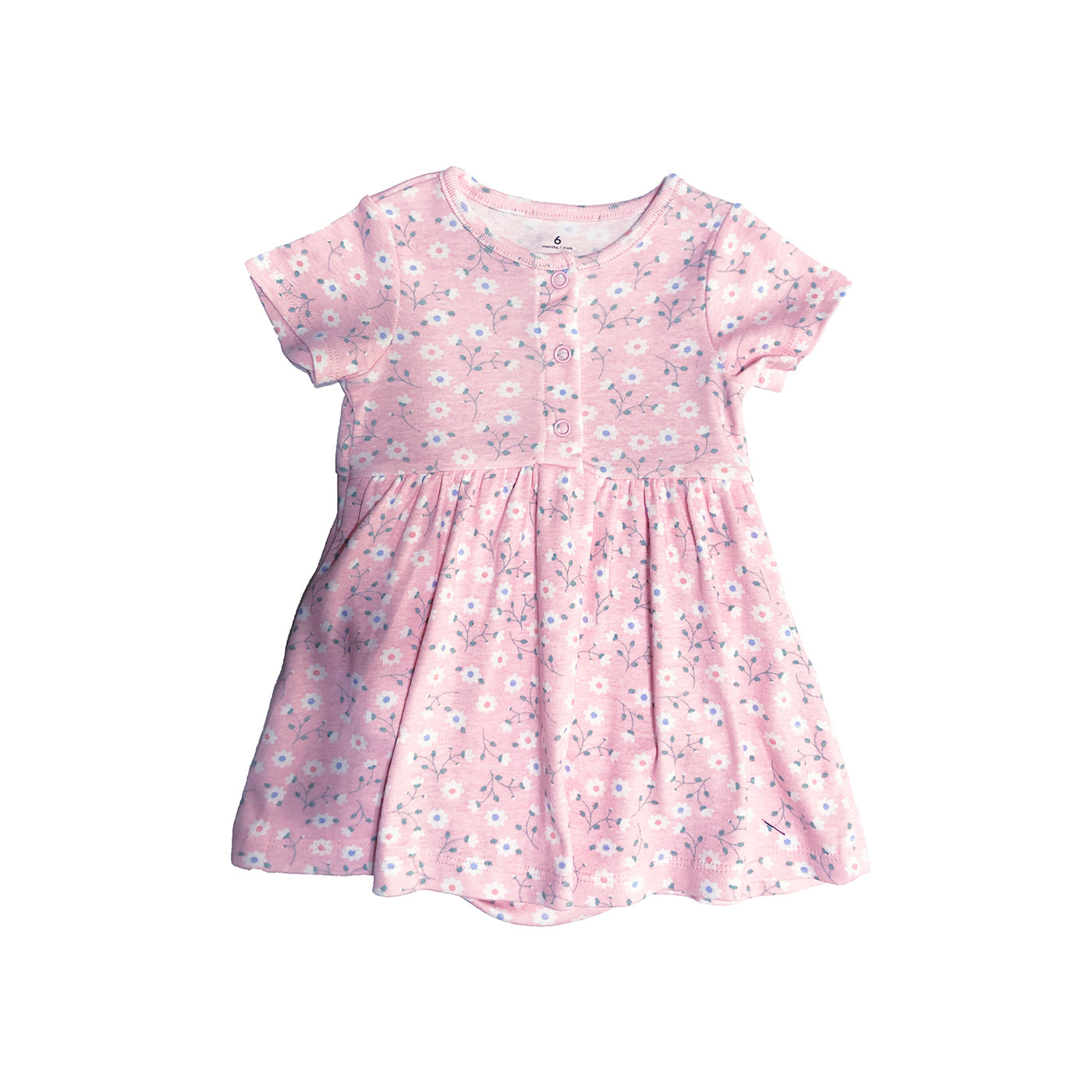 Baby Girl Pink w Little Flowers Bodysuit Dress n Grey Cardigan 2pc Set - 0622 - Little Kooma