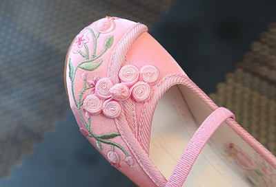 CNY Kids Girl Anti-slip Textile Flats Embroidered Flowers 033 - Little Kooma