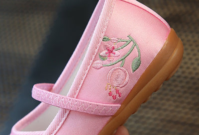 CNY Kids Girl Anti-slip Textile Flats Embroidered Flowers 033 - Little Kooma