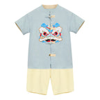 Baby Kids Boys Green Cheongsam Set Dancing Lion Top n Shorts CNY Chinese New Year Outfit - Little Kooma