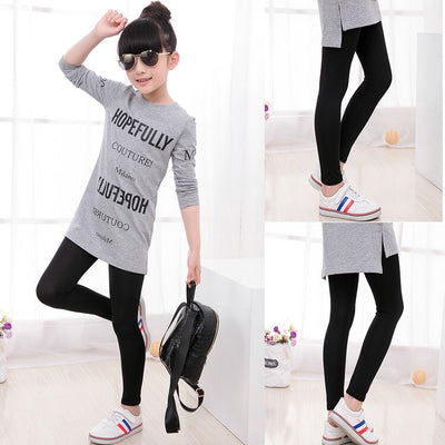 Kids Girls Solid Colour Leggings - Little Kooma