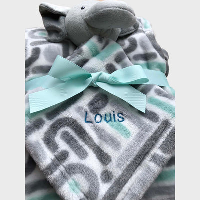 Personalised Luvable Friends Plush Blanket With Sherpa Backing Elephant Maze 40402 - Little Kooma