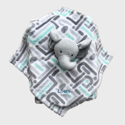Personalised Luvable Friends Plush Blanket With Sherpa Backing Elephant Maze 40402 - Little Kooma
